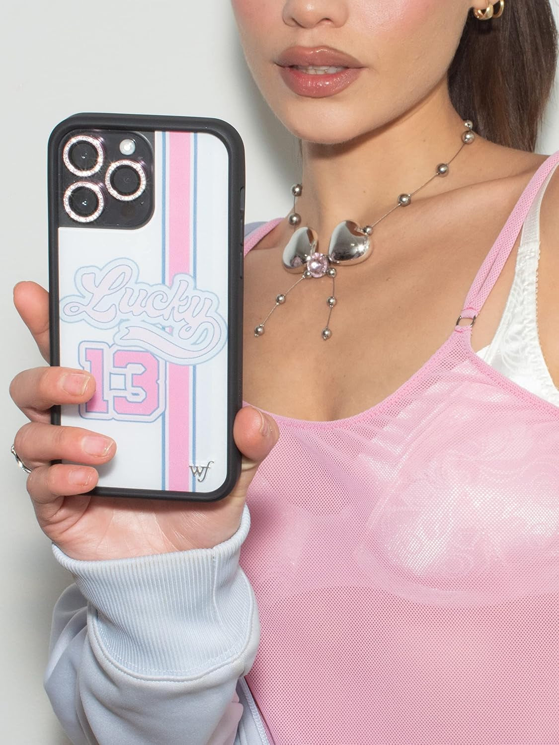 Cases - Compatible with Iphone 14 Pro Max | Protective Black Bumper, 6.5Ft Drop Test Certified, Women Owned Small Business | White, School, Letterman, Pink, Trendy |Lucky Girl