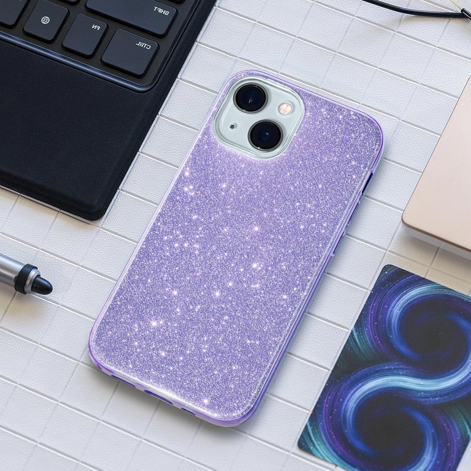 Compatible with Iphone 15 Case Bling Sparkle Cute Girls Women Protective Cases Cover for Iphone 15 6.1" 2023-Purple