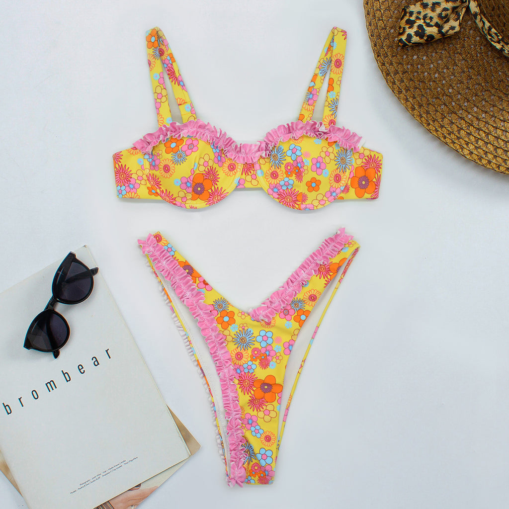 Women'S Split Strap Bikini Halter Swimsuit