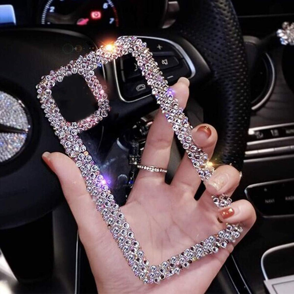 Compatible with Iphone 15 Pro Max Case for Women Girls 3D Glitter Sparkle Bling Case Luxury Shiny Cute Crystal Charms Rhinestone Diamond Bumper Clear Protective Cases Cover Clear