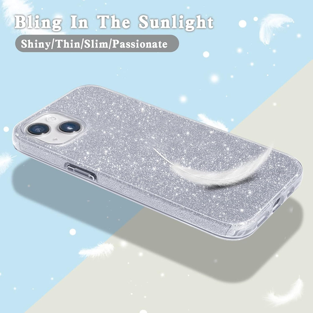 Compatible with Iphone 14 Case Bling Sparkle Cute Girls Women Protective Cases Cover for Iphone 14 6.1" 2022 (Silver)