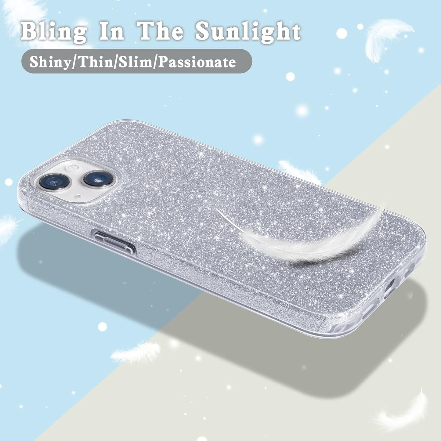 Compatible with Iphone 14 Case Bling Sparkle Cute Girls Women Protective Cases Cover for Iphone 14 6.1" 2022 (Silver)