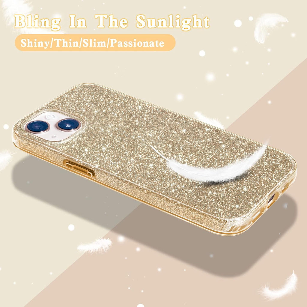 Compatible with Iphone 14 Case Bling Sparkle Cute Girls Women Protective Cases Cover for Iphone 14 6.1" 2022 (Gold)