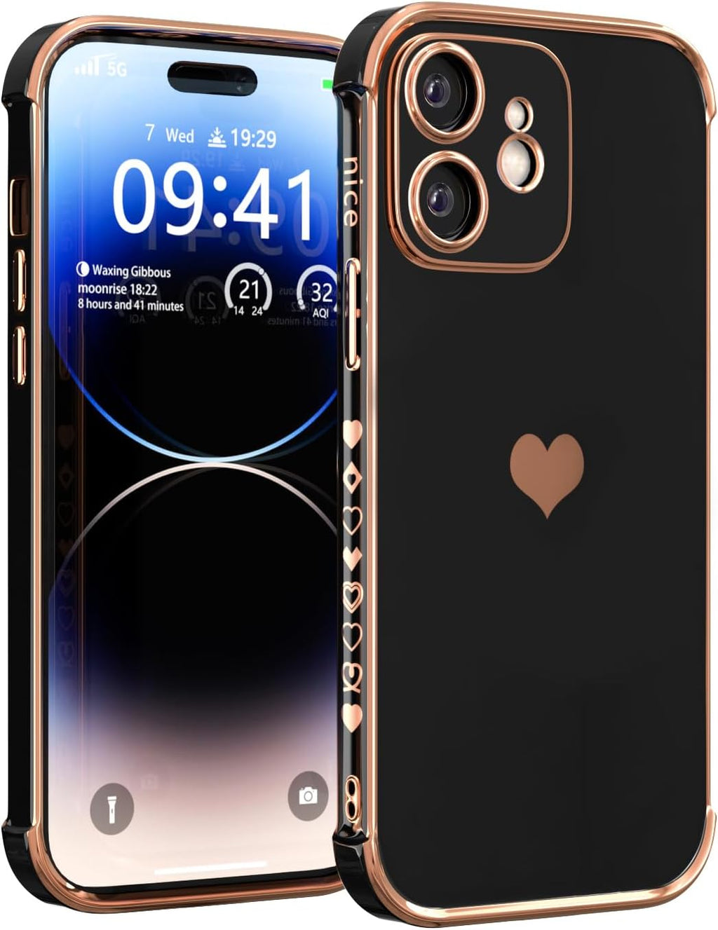 For Iphone 11 Case for Women Heart Iphone 11 Covers Soft Luxury 11 Phone Cases 6.1Inch Only (Black)