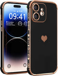 For Iphone 11 Case for Women Heart Iphone 11 Covers Soft Luxury 11 Phone Cases 6.1Inch Only (Black)