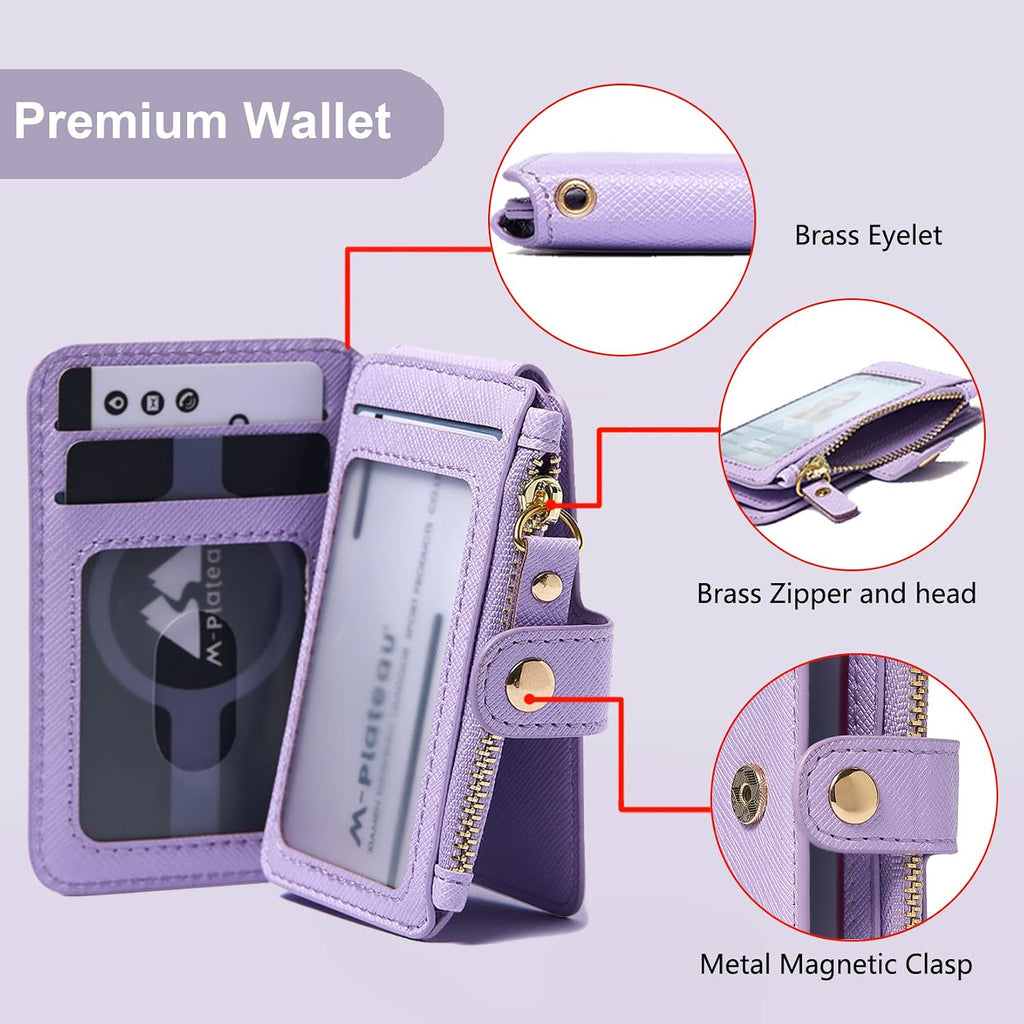 Phone Wallet Stick On, Credit Card Holder for Women Attachable Sticker,Phone Card Holder Compatible with Iphone 14 Pro Case and Most Smartphones (Purple)