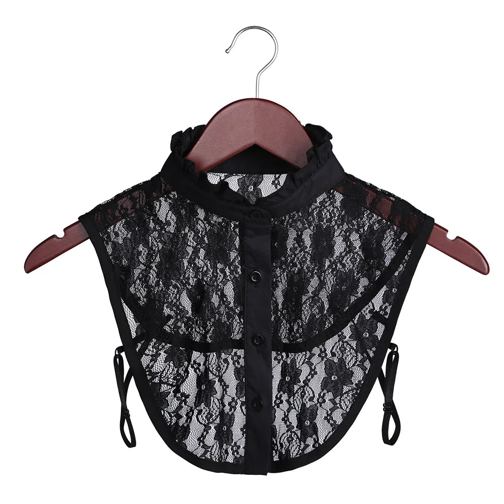 New Fake Collar Blouse for Women Vintage Detachable Shirt Collar Lace False Collar Lapel Blouse Top Women Clothes Accessories