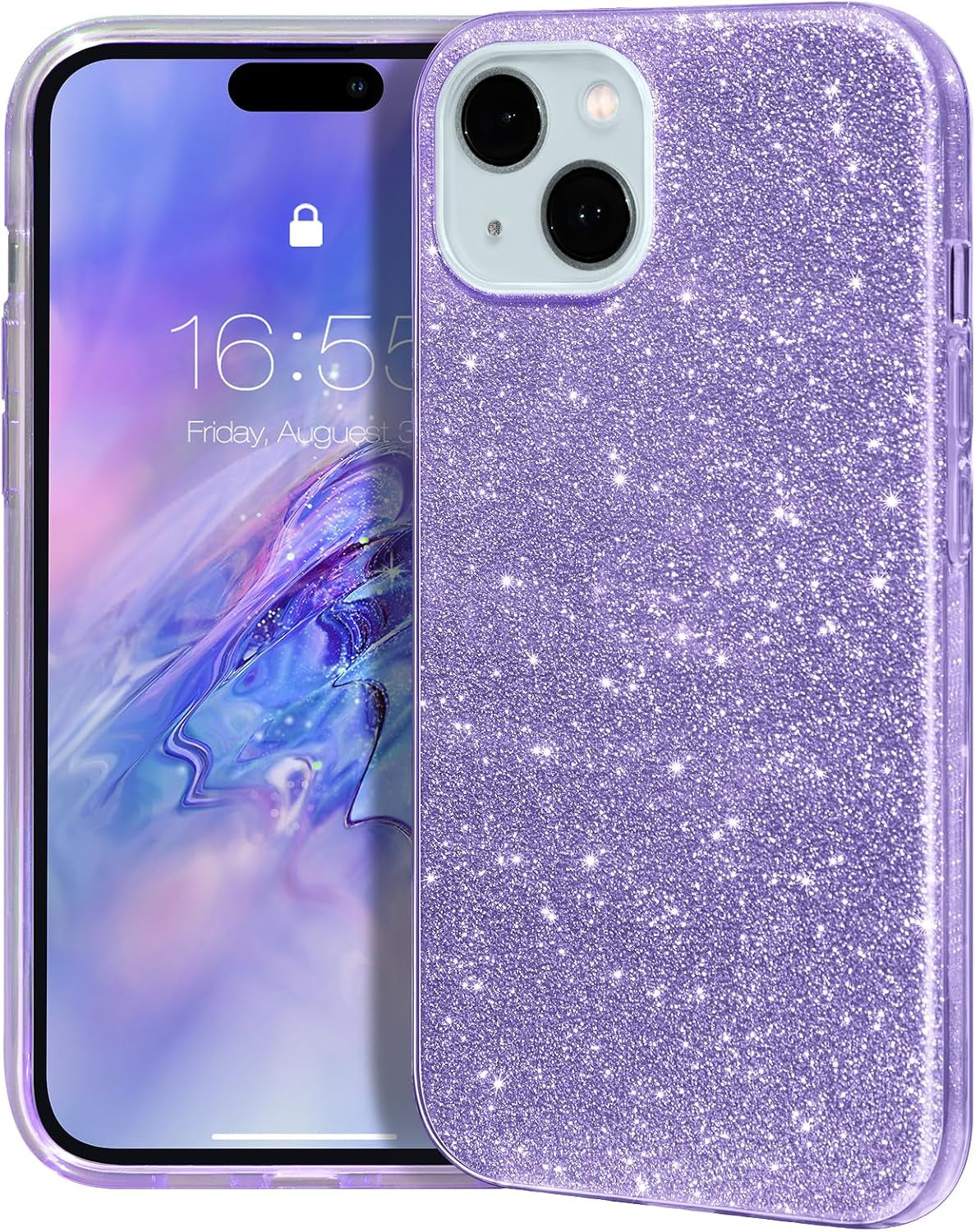 Compatible with Iphone 15 Case Bling Sparkle Cute Girls Women Protective Cases Cover for Iphone 15 6.1" 2023-Purple