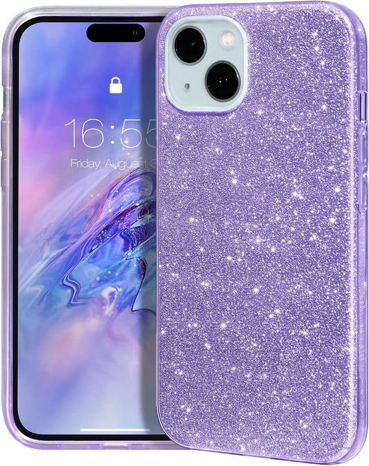 Compatible with Iphone 15 Case Bling Sparkle Cute Girls Women Protective Cases Cover for Iphone 15 6.1" 2023-Purple