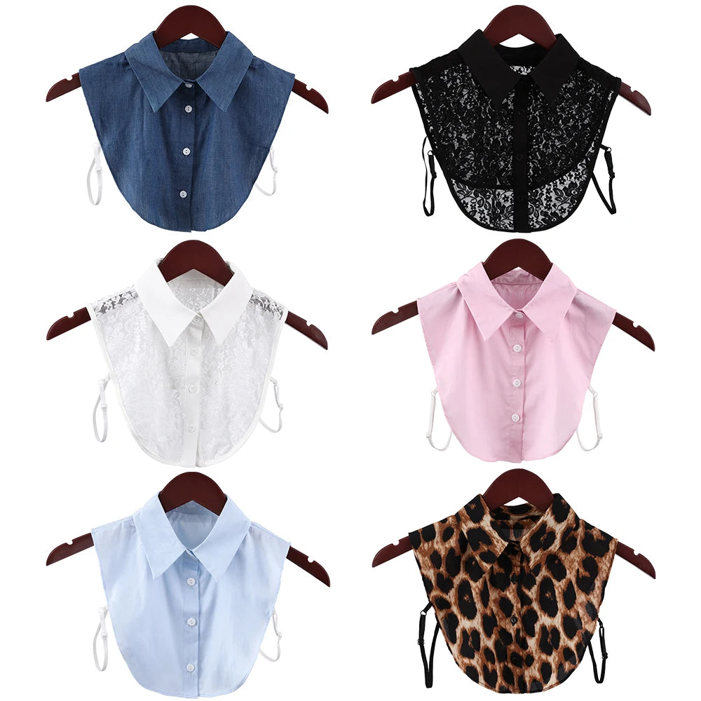 New Fake Collar Blouse for Women Vintage Detachable Shirt Collar Lace False Collar Lapel Blouse Top Women Clothes Accessories