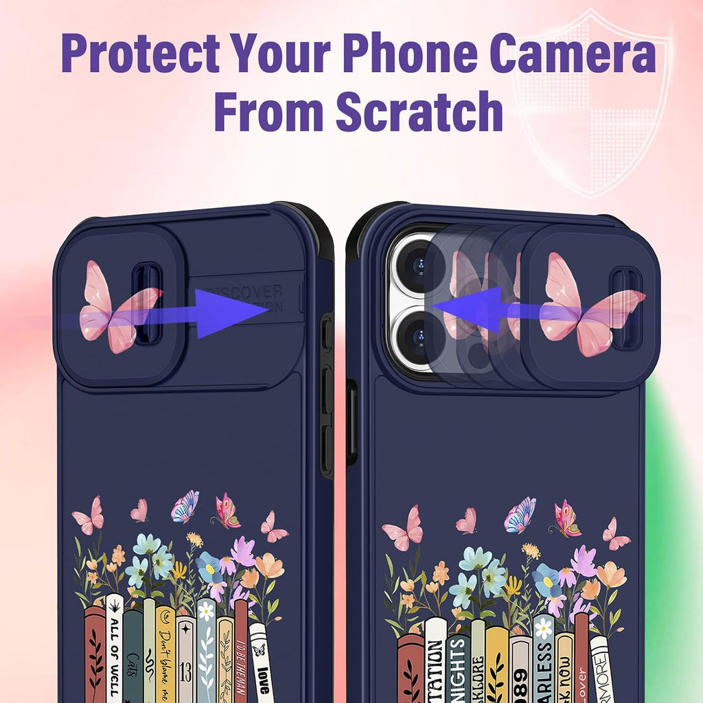(2In1 for Iphone 11 Pro Max Cases for Women Cute Girls Butterfly Flower Books Phone Cover Pretty Girly for Teen Girl Design with Camera Cover Funda for Apple for Iphone 11 Pro Max Case