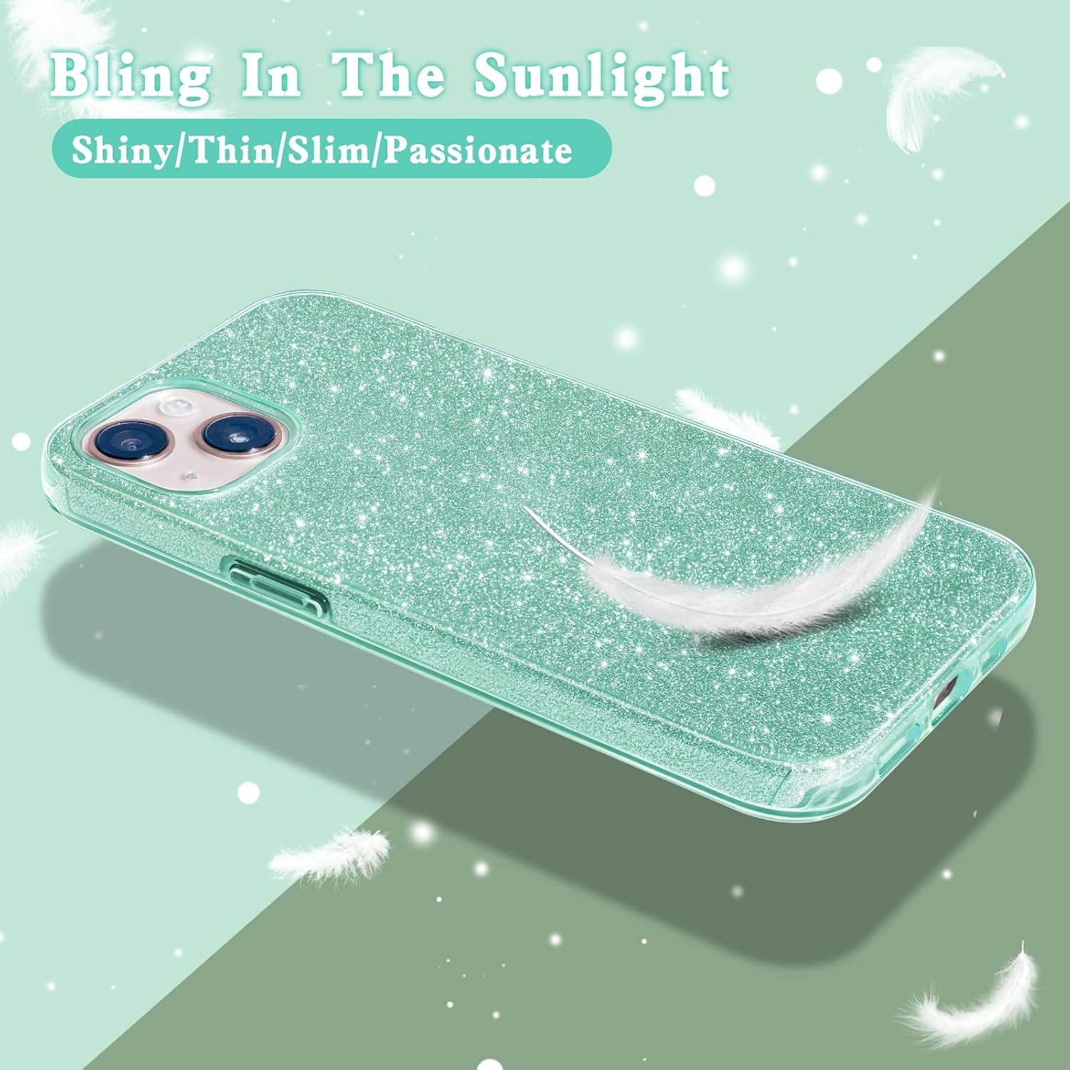 Compatible with Iphone 14 Case Bling Sparkle Cute Girls Women Protective Cases Cover for Iphone 14 6.1" 2022 (Green)