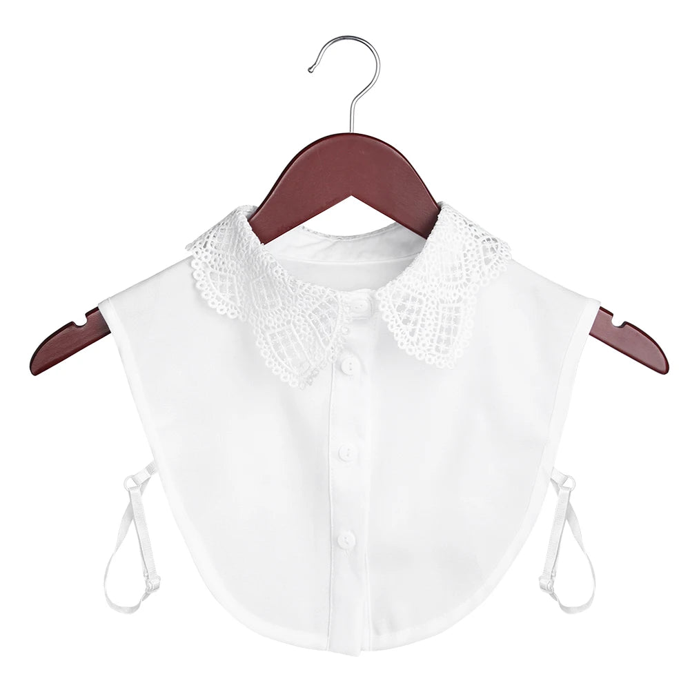 New Fake Collar Blouse for Women Vintage Detachable Shirt Collar Lace False Collar Lapel Blouse Top Women Clothes Accessories