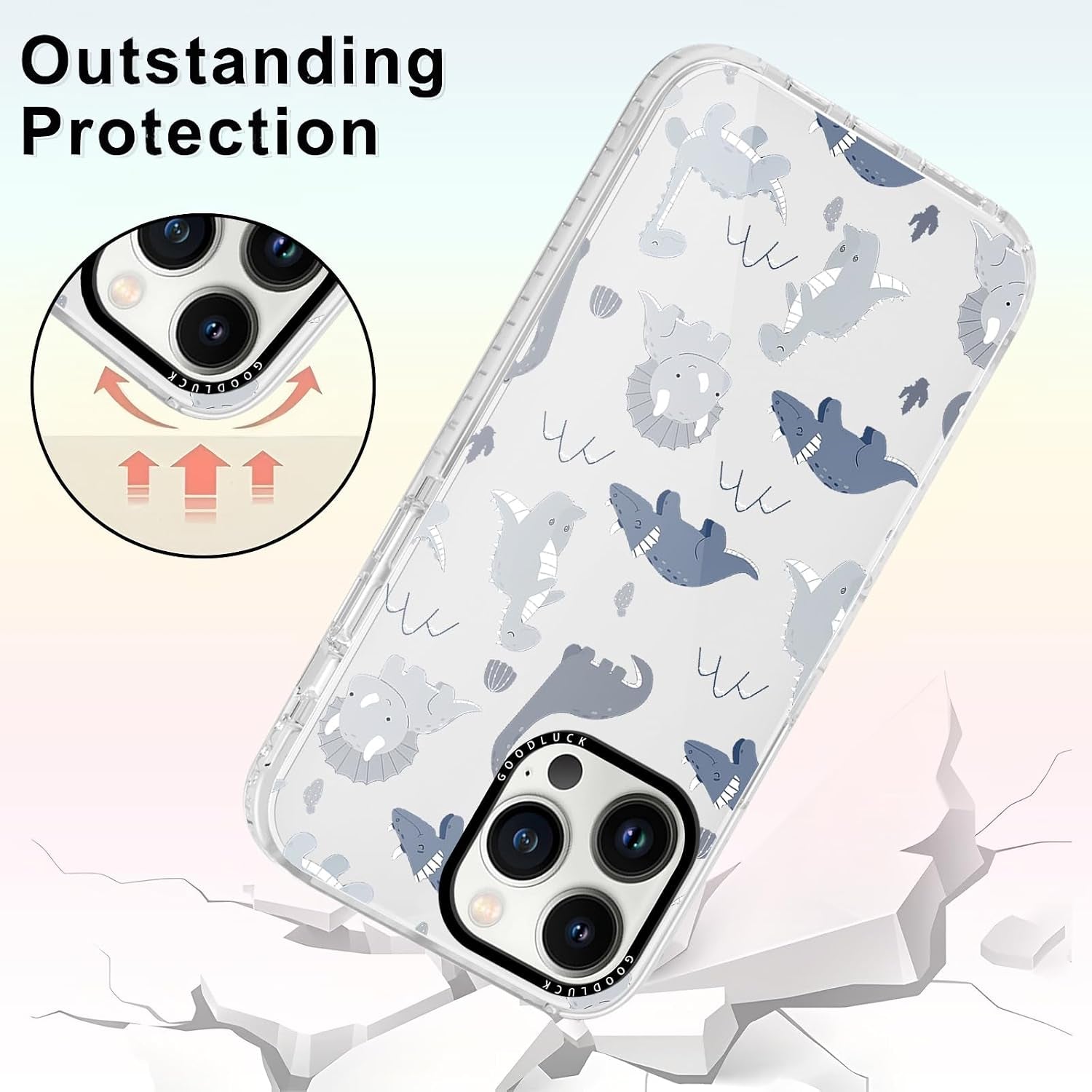 2 Pack Phone Cases for Iphone 13 Pro Max Dinosaur Case Cute Dinosaur Pattern Design for Women Girls Boys Clear Soft TPU Bumper Phone Case Funda for Iphone 13 Pro Max 6.7 Inch