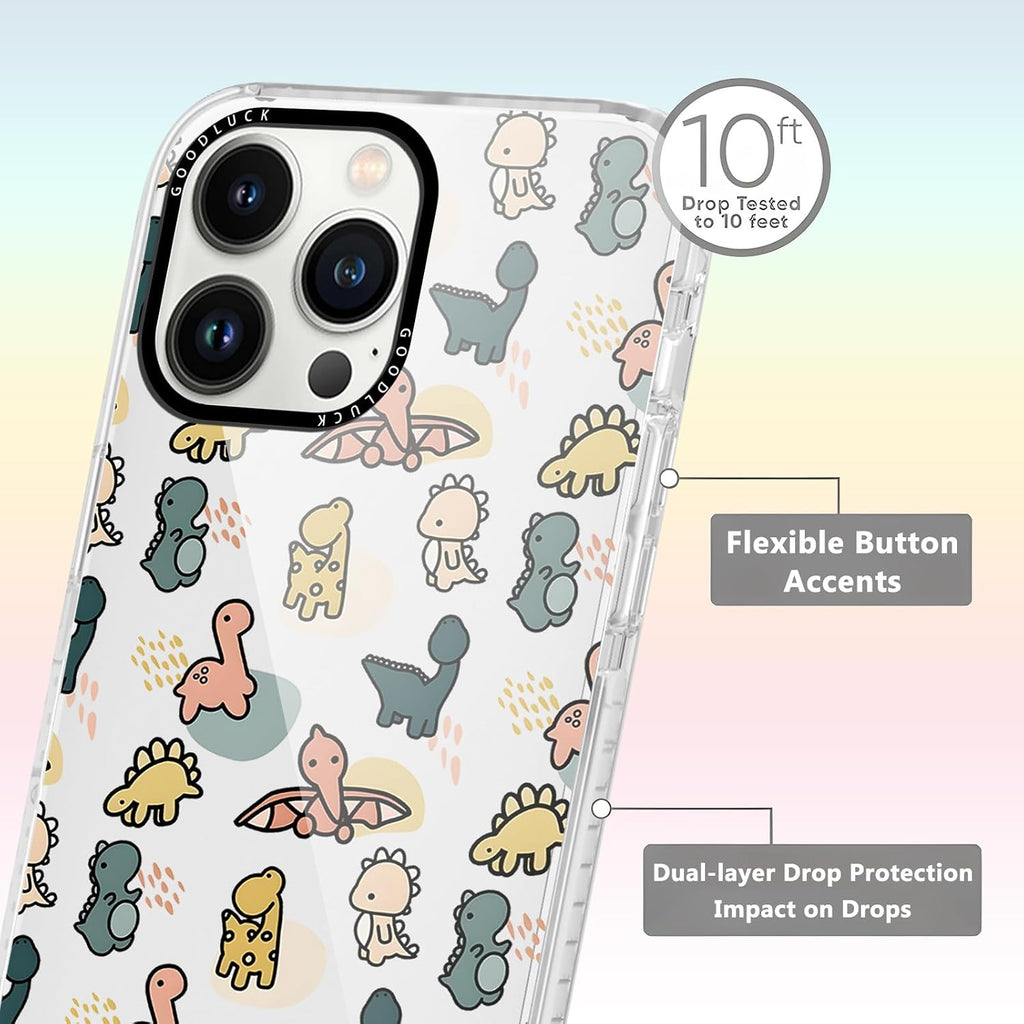 2 Pack Phone Cases for Iphone 13 Pro Max Dinosaur Case Cute Dinosaur Pattern Design for Women Girls Boys Clear Soft TPU Bumper Phone Case Funda for Iphone 13 Pro Max 6.7 Inch
