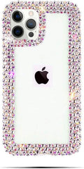 Compatible with Iphone 15 Pro Max Case for Women Girls 3D Glitter Sparkle Bling Case Luxury Shiny Cute Crystal Charms Rhinestone Diamond Bumper Clear Protective Cases Cover Clear