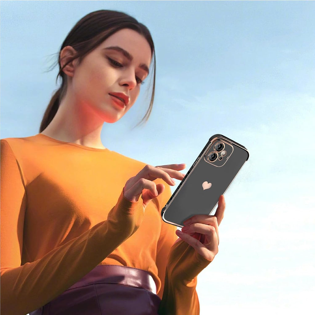 For Iphone 11 Case for Women Heart Iphone 11 Covers Soft Luxury 11 Phone Cases 6.1Inch Only (Black)
