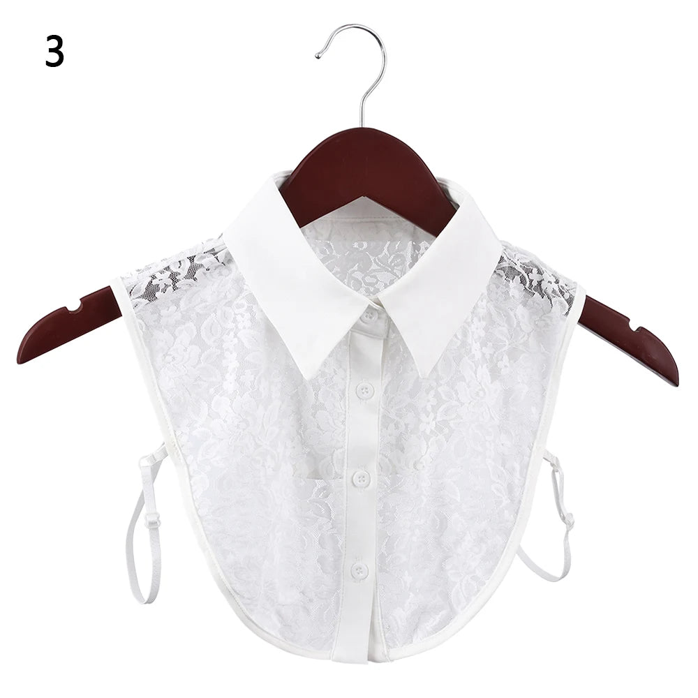 New Fake Collar Blouse for Women Vintage Detachable Shirt Collar Lace False Collar Lapel Blouse Top Women Clothes Accessories