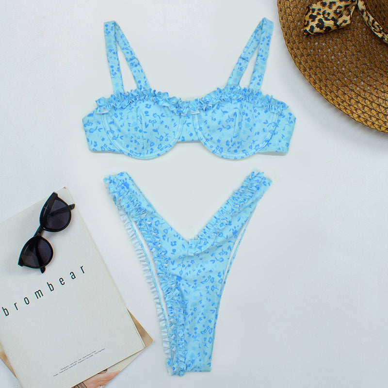 Women'S Split Strap Bikini Halter Swimsuit