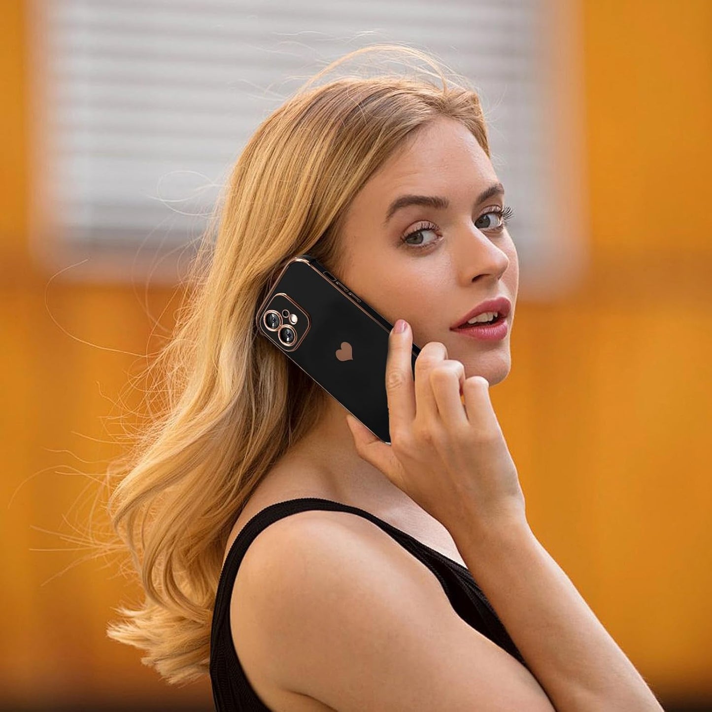 For Iphone 11 Case for Women Heart Iphone 11 Covers Soft Luxury 11 Phone Cases 6.1Inch Only (Black)