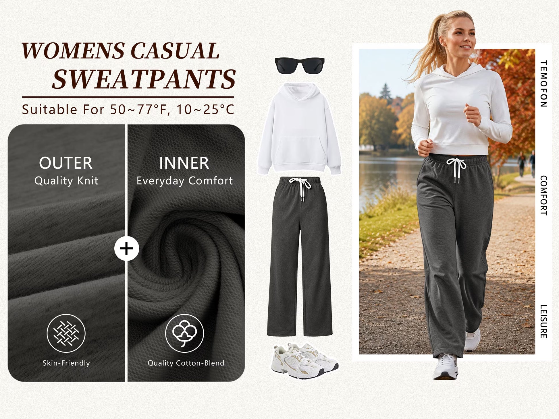 Fall Pants for Women Casual Sweatpants for Women Elastic Waistband Lounge Pants Women with Pockets Comfy Pants Winter Pants for Women Dark Grey M