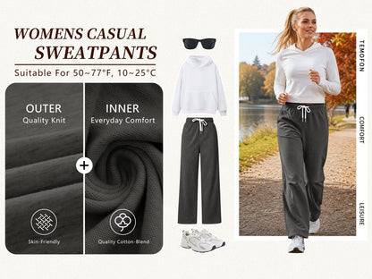 Fall Pants for Women Casual Sweatpants for Women Elastic Waistband Lounge Pants Women with Pockets Comfy Pants Winter Pants for Women Dark Grey M