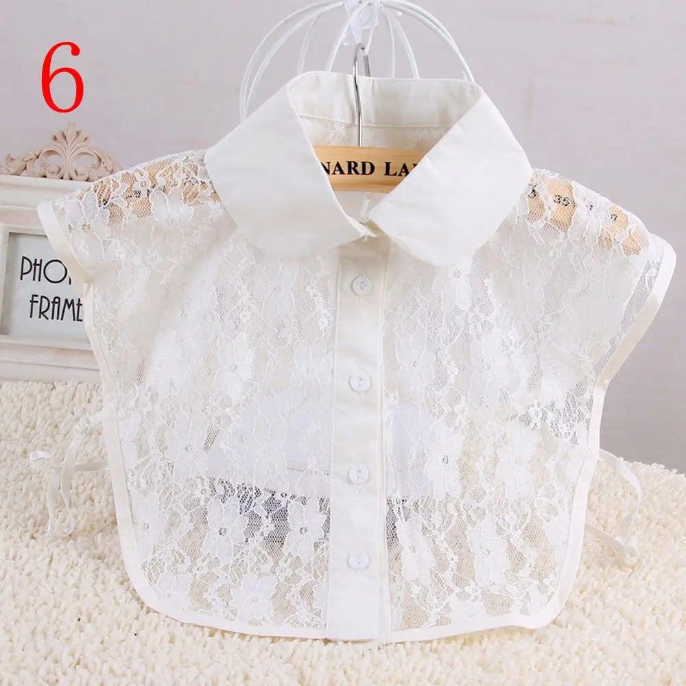 New Fake Collar Blouse for Women Vintage Detachable Shirt Collar Lace False Collar Lapel Blouse Top Women Clothes Accessories