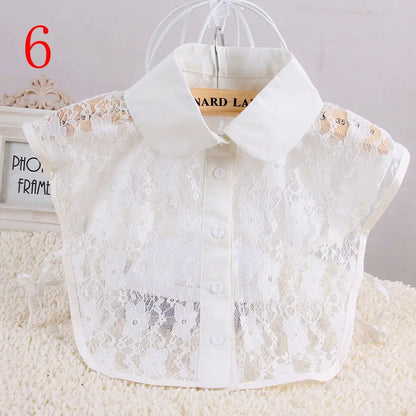 New Fake Collar Blouse for Women Vintage Detachable Shirt Collar Lace False Collar Lapel Blouse Top Women Clothes Accessories