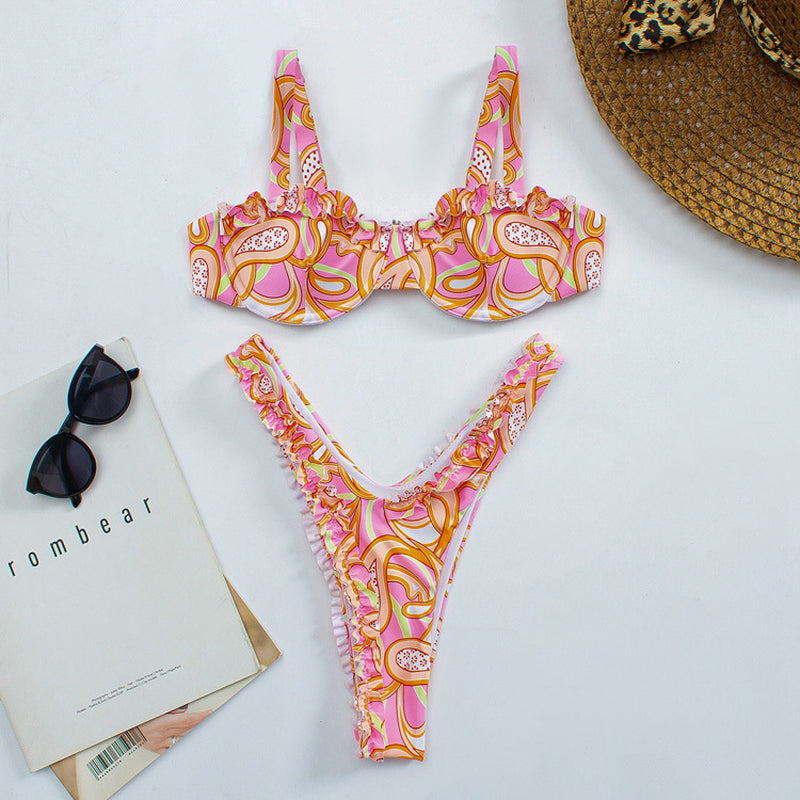 Women'S Split Strap Bikini Halter Swimsuit
