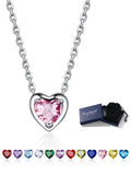 Silver Necklace for Women 925 Sterling Silver Birthstone Love Heart Necklace