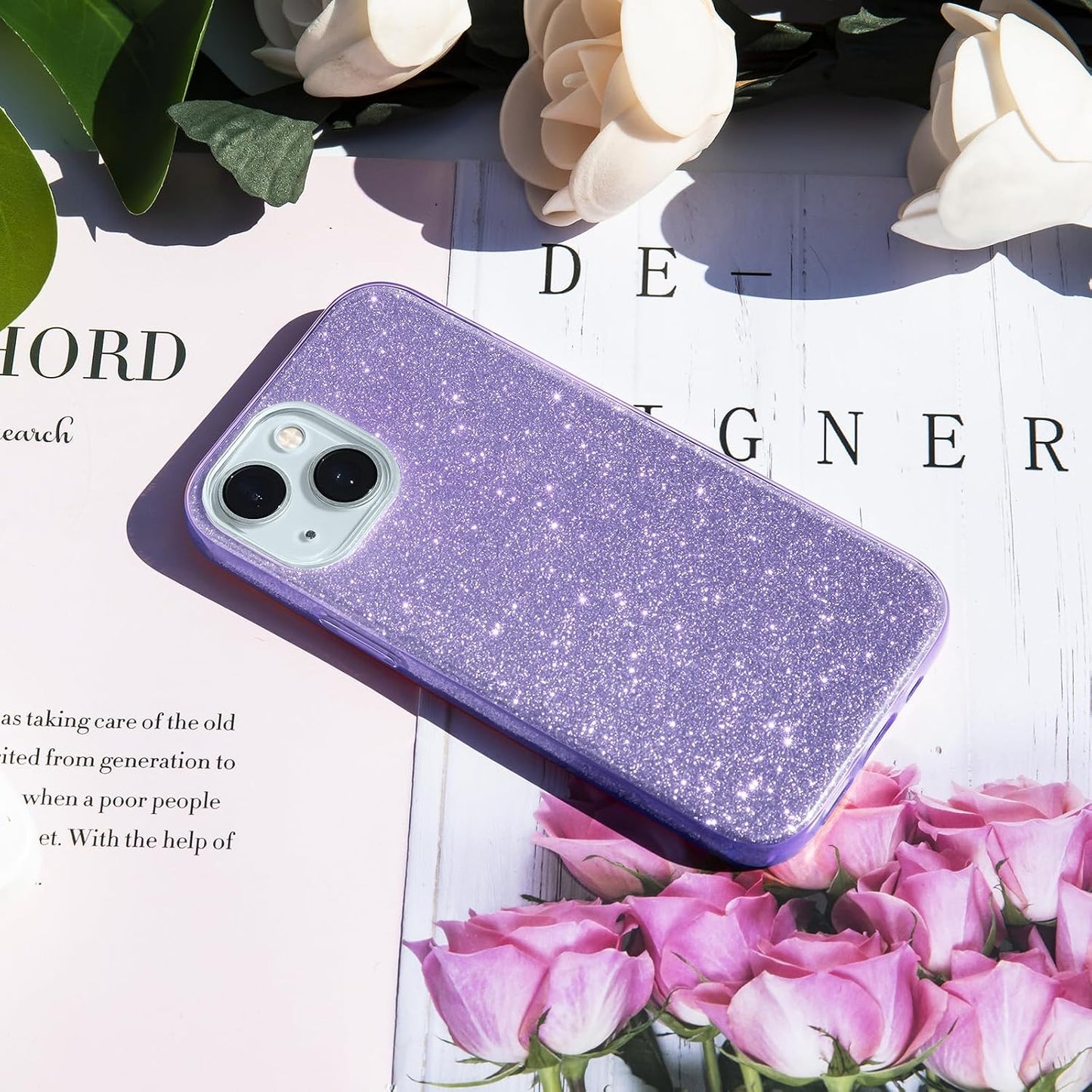 Compatible with Iphone 15 Case Bling Sparkle Cute Girls Women Protective Cases Cover for Iphone 15 6.1" 2023-Purple