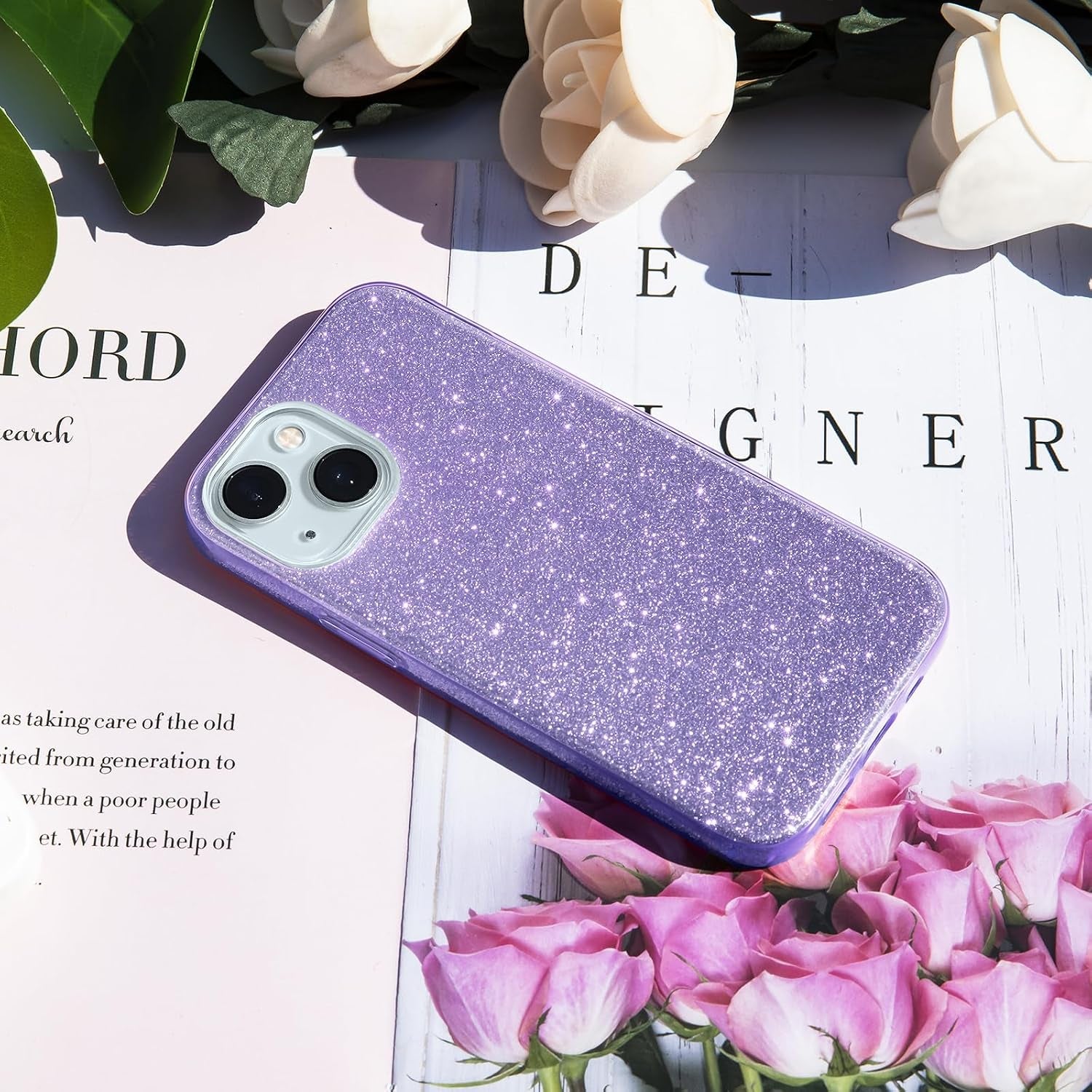 Compatible with Iphone 15 Case Bling Sparkle Cute Girls Women Protective Cases Cover for Iphone 15 6.1" 2023-Purple