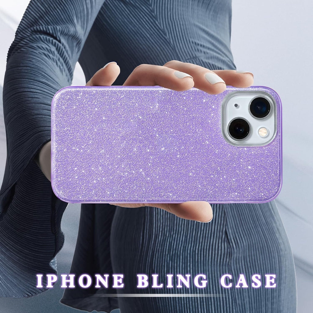 Compatible with Iphone 15 Case Bling Sparkle Cute Girls Women Protective Cases Cover for Iphone 15 6.1" 2023-Purple