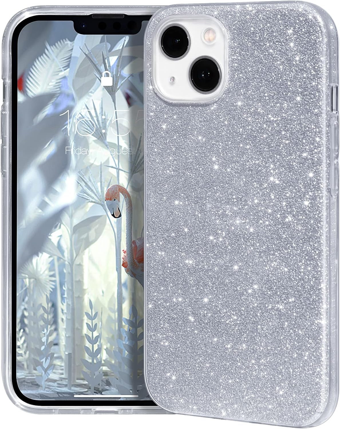 Compatible with Iphone 14 Case Bling Sparkle Cute Girls Women Protective Cases Cover for Iphone 14 6.1" 2022 (Silver)