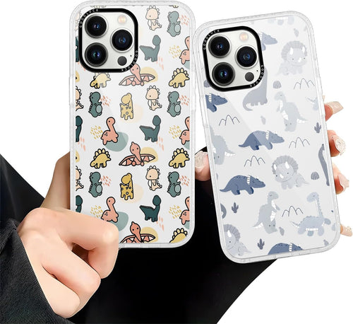2 Pack Phone Cases for Iphone 13 Pro Max Dinosaur Case Cute Dinosaur Pattern Design for Women Girls Boys Clear Soft TPU Bumper Phone Case Funda for Iphone 13 Pro Max 6.7 Inch