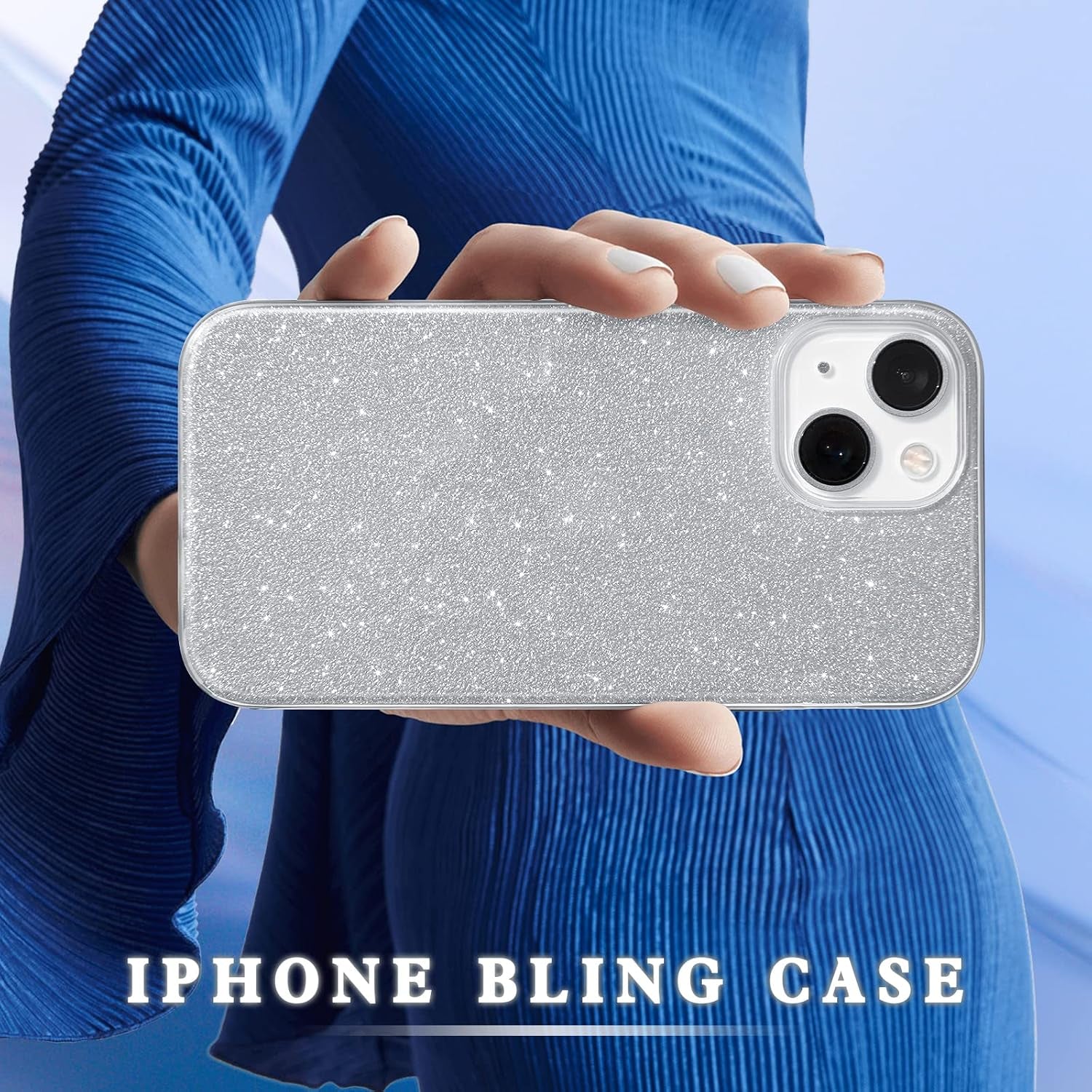 Compatible with Iphone 14 Case Bling Sparkle Cute Girls Women Protective Cases Cover for Iphone 14 6.1" 2022 (Silver)