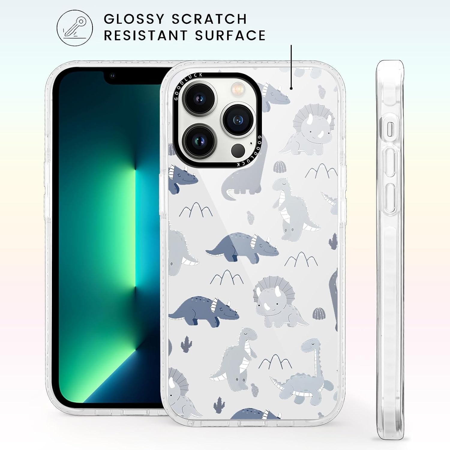 2 Pack Phone Cases for Iphone 13 Pro Max Dinosaur Case Cute Dinosaur Pattern Design for Women Girls Boys Clear Soft TPU Bumper Phone Case Funda for Iphone 13 Pro Max 6.7 Inch