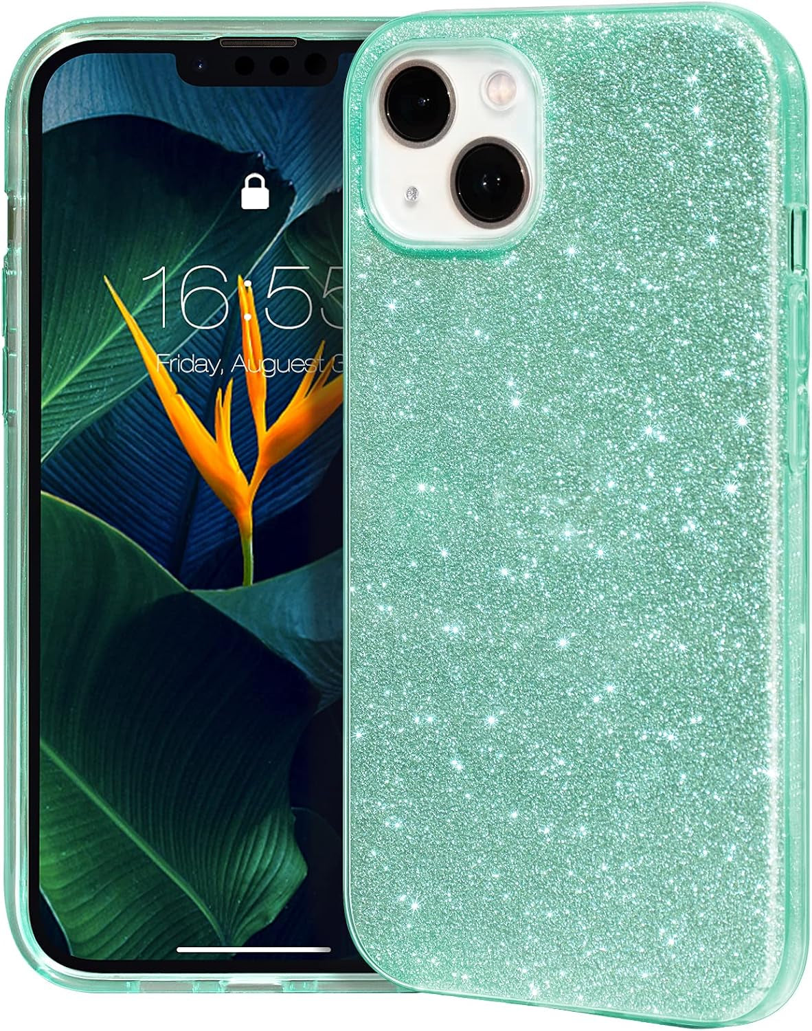 Compatible with Iphone 14 Case Bling Sparkle Cute Girls Women Protective Cases Cover for Iphone 14 6.1" 2022 (Green)