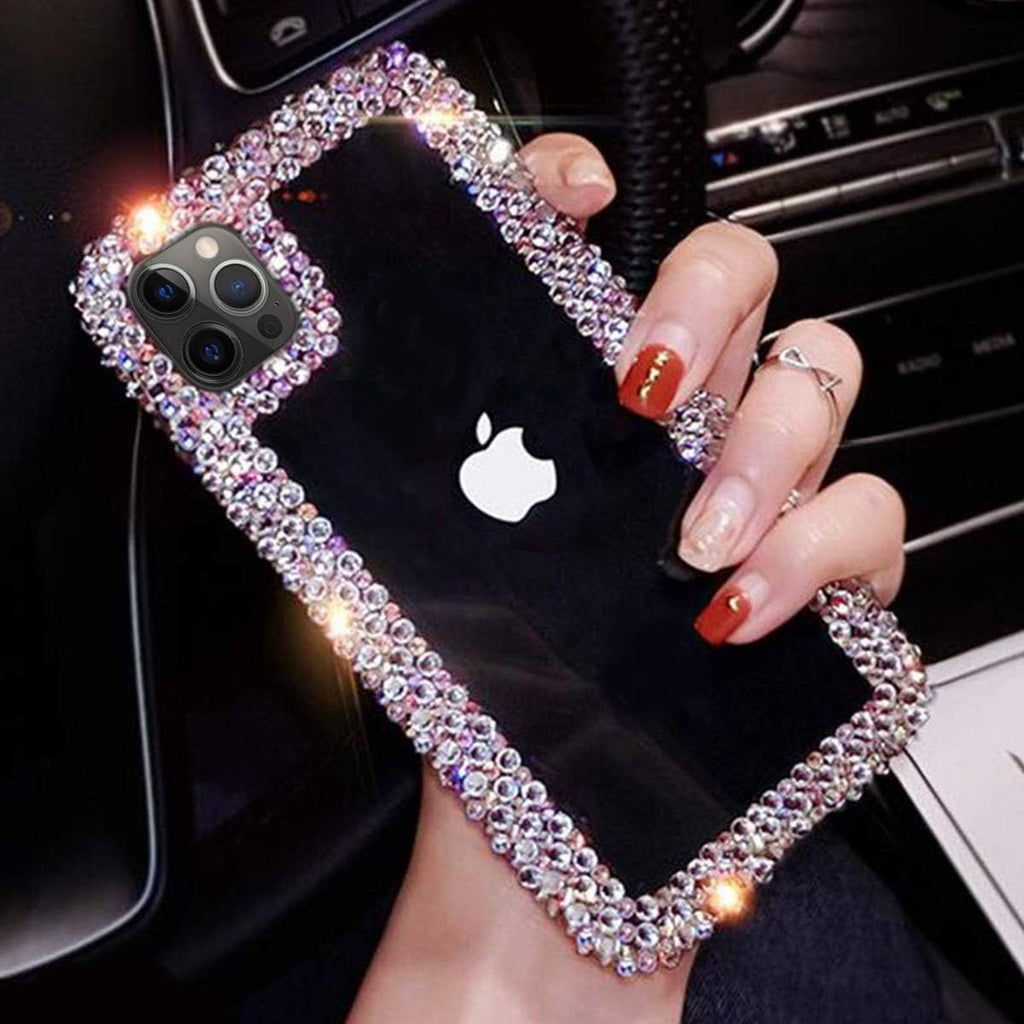 Compatible with Iphone 15 Pro Max Case for Women Girls 3D Glitter Sparkle Bling Case Luxury Shiny Cute Crystal Charms Rhinestone Diamond Bumper Clear Protective Cases Cover Clear