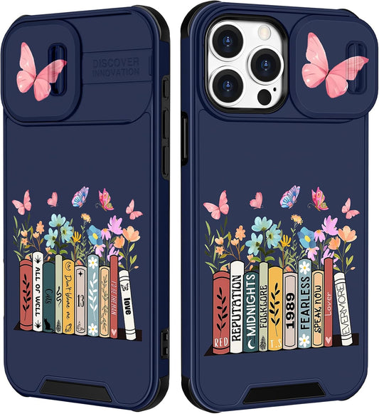 (2In1 for Iphone 11 Pro Max Cases for Women Cute Girls Butterfly Flower Books Phone Cover Pretty Girly for Teen Girl Design with Camera Cover Funda for Apple for Iphone 11 Pro Max Case