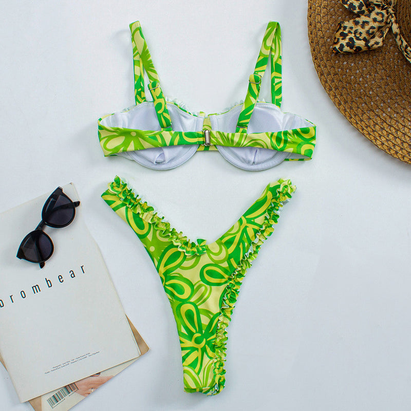 Women'S Split Strap Bikini Halter Swimsuit
