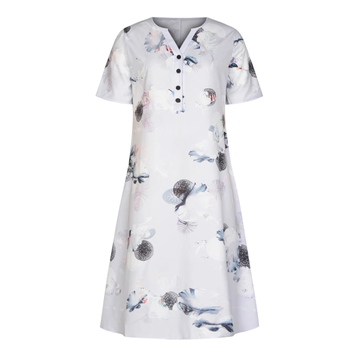 Womens Summer Dresses Button Short Sleeve Pockets Dress