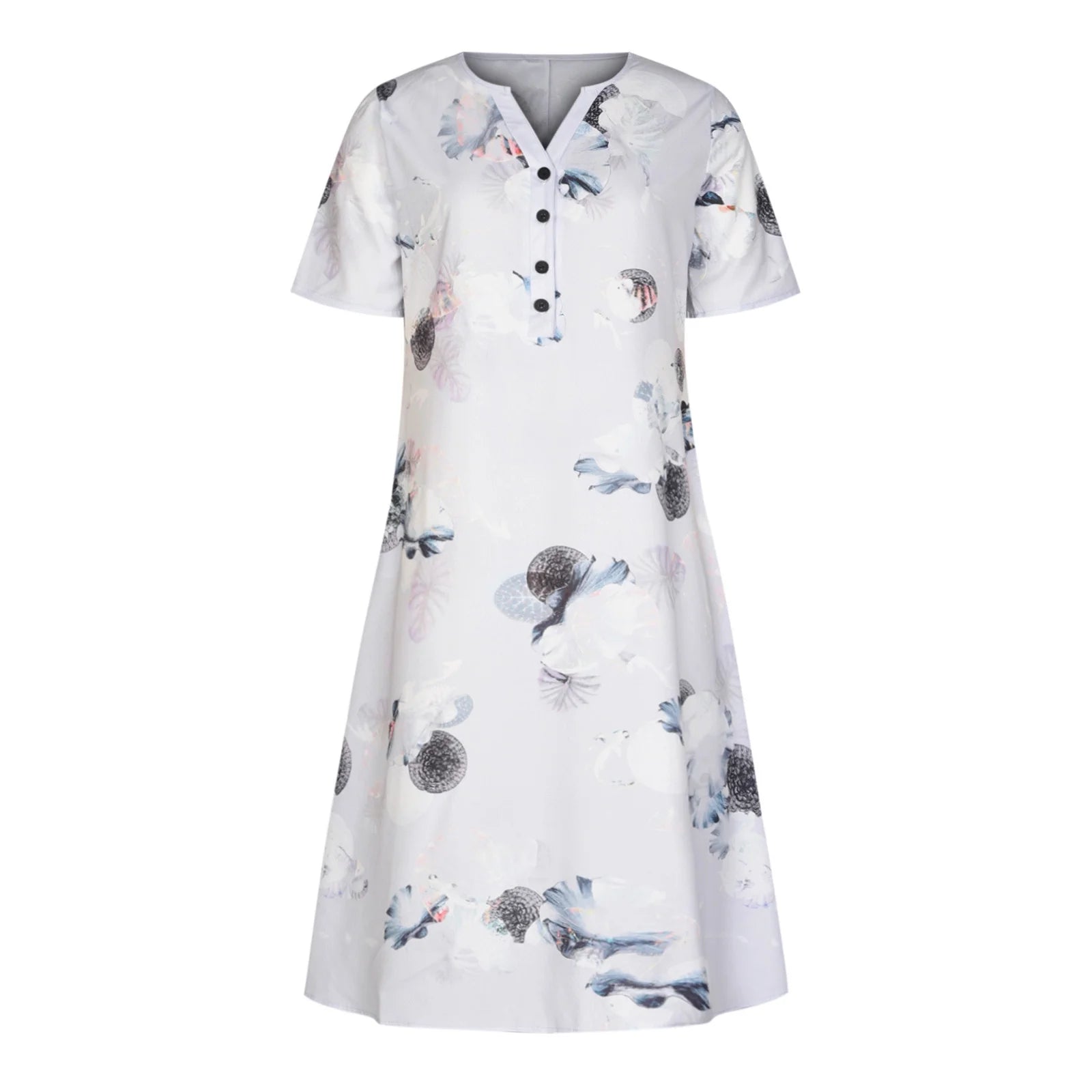 Womens Summer Dresses Button Short Sleeve Pockets Dress