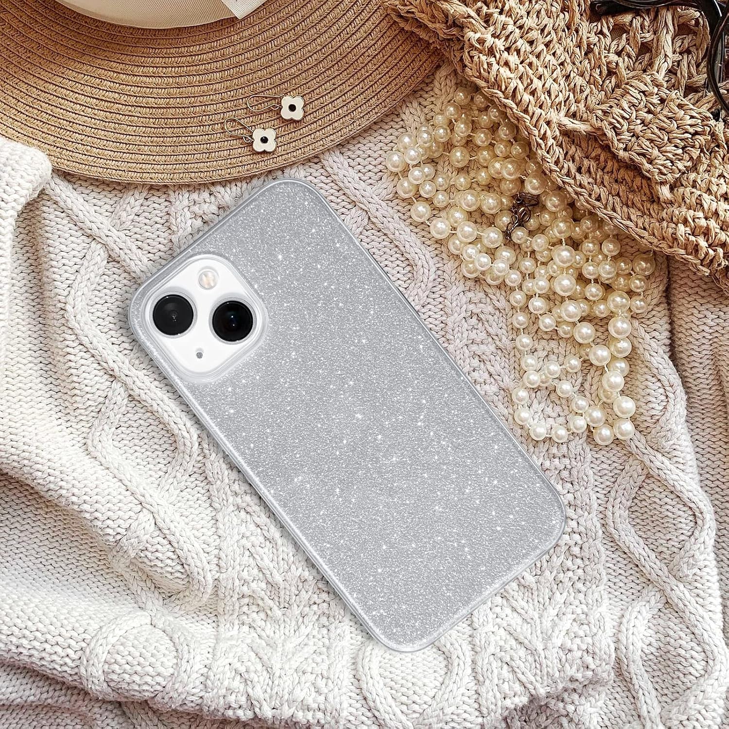 Compatible with Iphone 14 Case Bling Sparkle Cute Girls Women Protective Cases Cover for Iphone 14 6.1" 2022 (Silver)