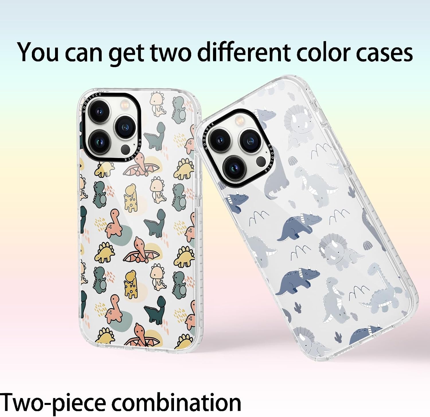 2 Pack Phone Cases for Iphone 13 Pro Max Dinosaur Case Cute Dinosaur Pattern Design for Women Girls Boys Clear Soft TPU Bumper Phone Case Funda for Iphone 13 Pro Max 6.7 Inch