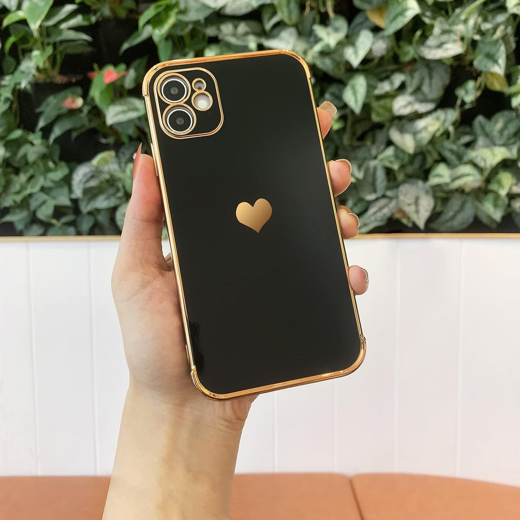 For Iphone 11 Case for Women Heart Iphone 11 Covers Soft Luxury 11 Phone Cases 6.1Inch Only (Black)