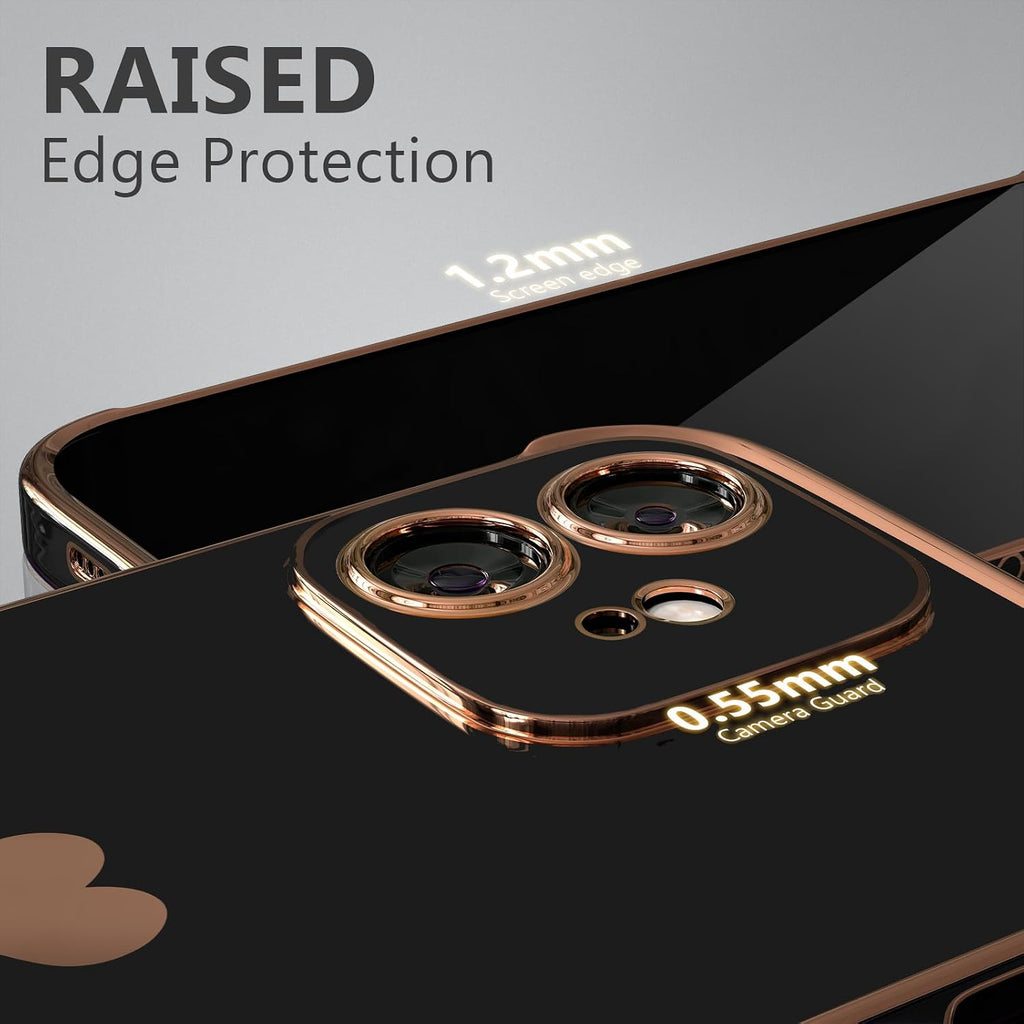 For Iphone 11 Case for Women Heart Iphone 11 Covers Soft Luxury 11 Phone Cases 6.1Inch Only (Black)