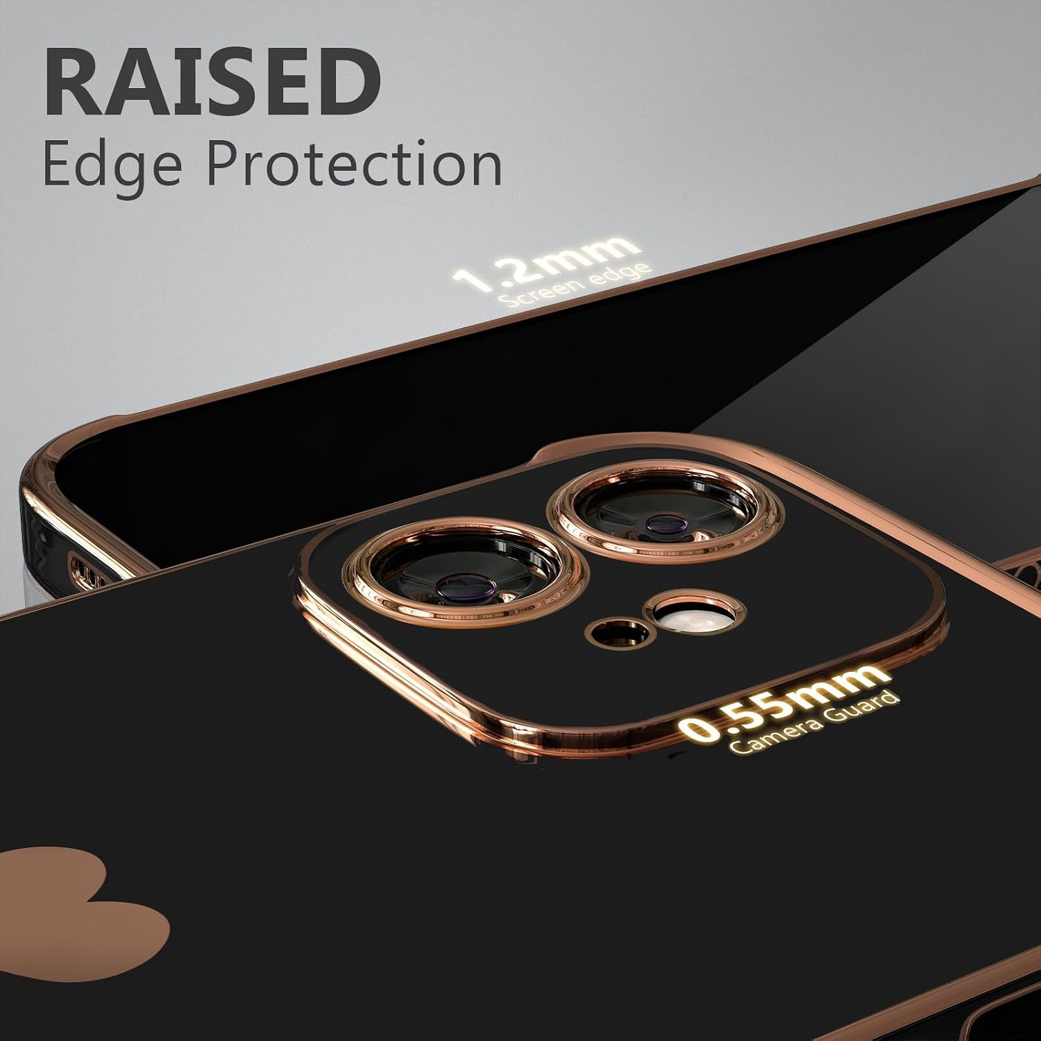 For Iphone 11 Case for Women Heart Iphone 11 Covers Soft Luxury 11 Phone Cases 6.1Inch Only (Black)