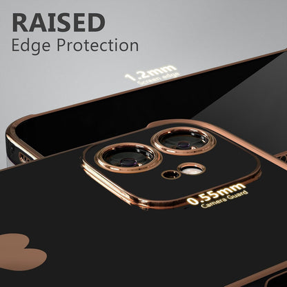 For Iphone 11 Case for Women Heart Iphone 11 Covers Soft Luxury 11 Phone Cases 6.1Inch Only (Black)