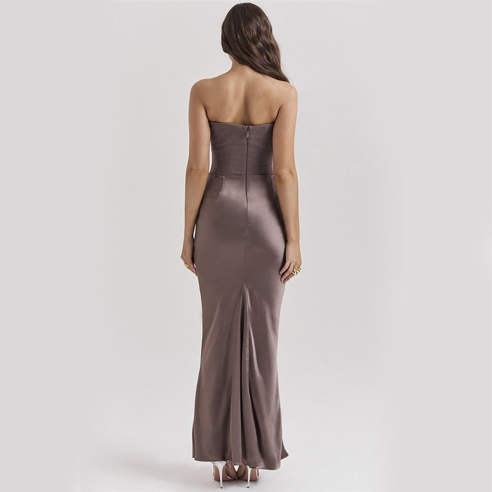 Slim Tube Top Long Dress Sexy Fashion Bandeau Backless Party Evening Dresses for Women Clothing
